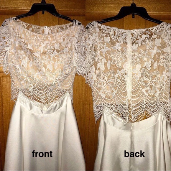 White ivory lace prom dress - Picture 4 of 6